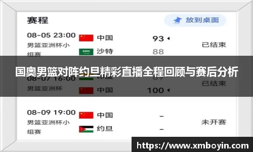 国奥男篮对阵约旦精彩直播全程回顾与赛后分析